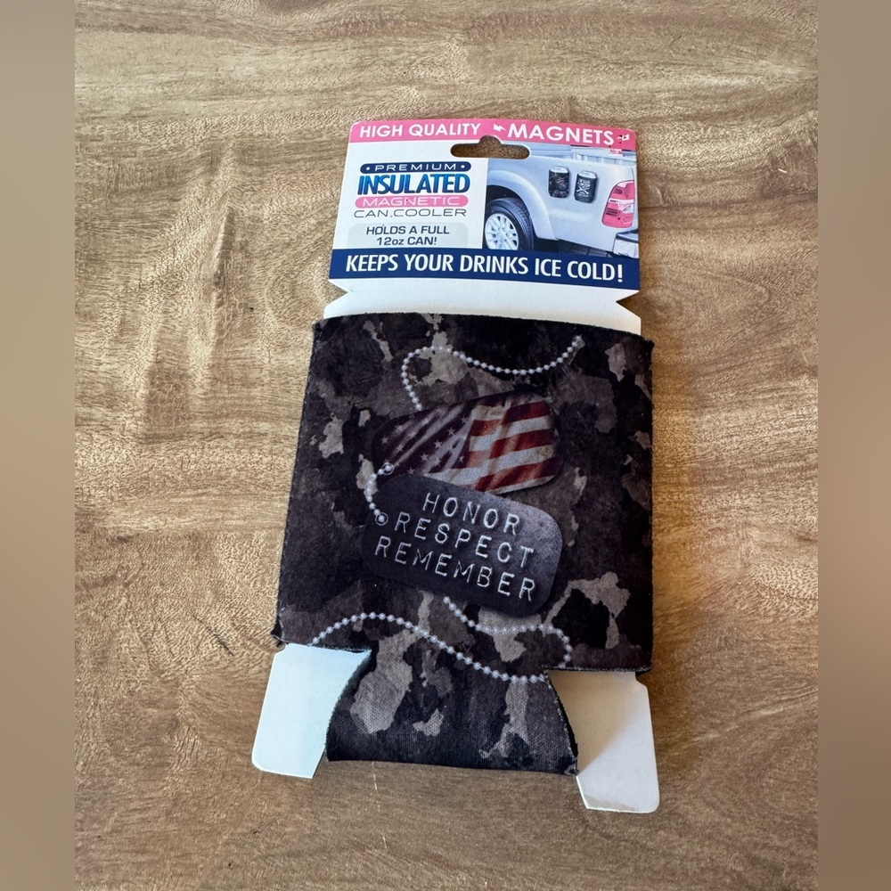 Neoprene Magnetic Can and Bottle Cooler - Honor Respect Remeber